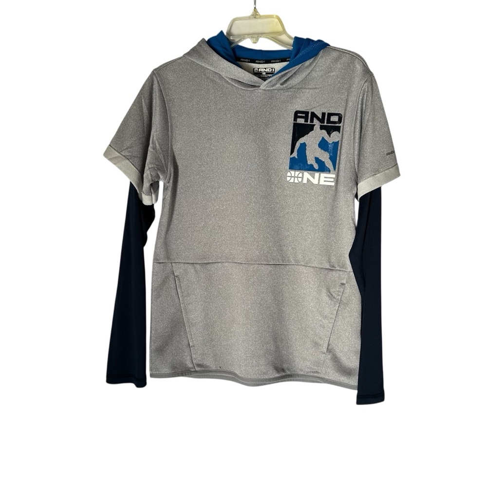 AND1 Kids Hoodie in Gray and Blue With Pockets Size XXL 18
